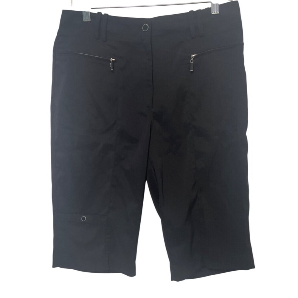 DKNY Golf Womens Black Bermuda Shorts Size 8 Casual Utility Sport